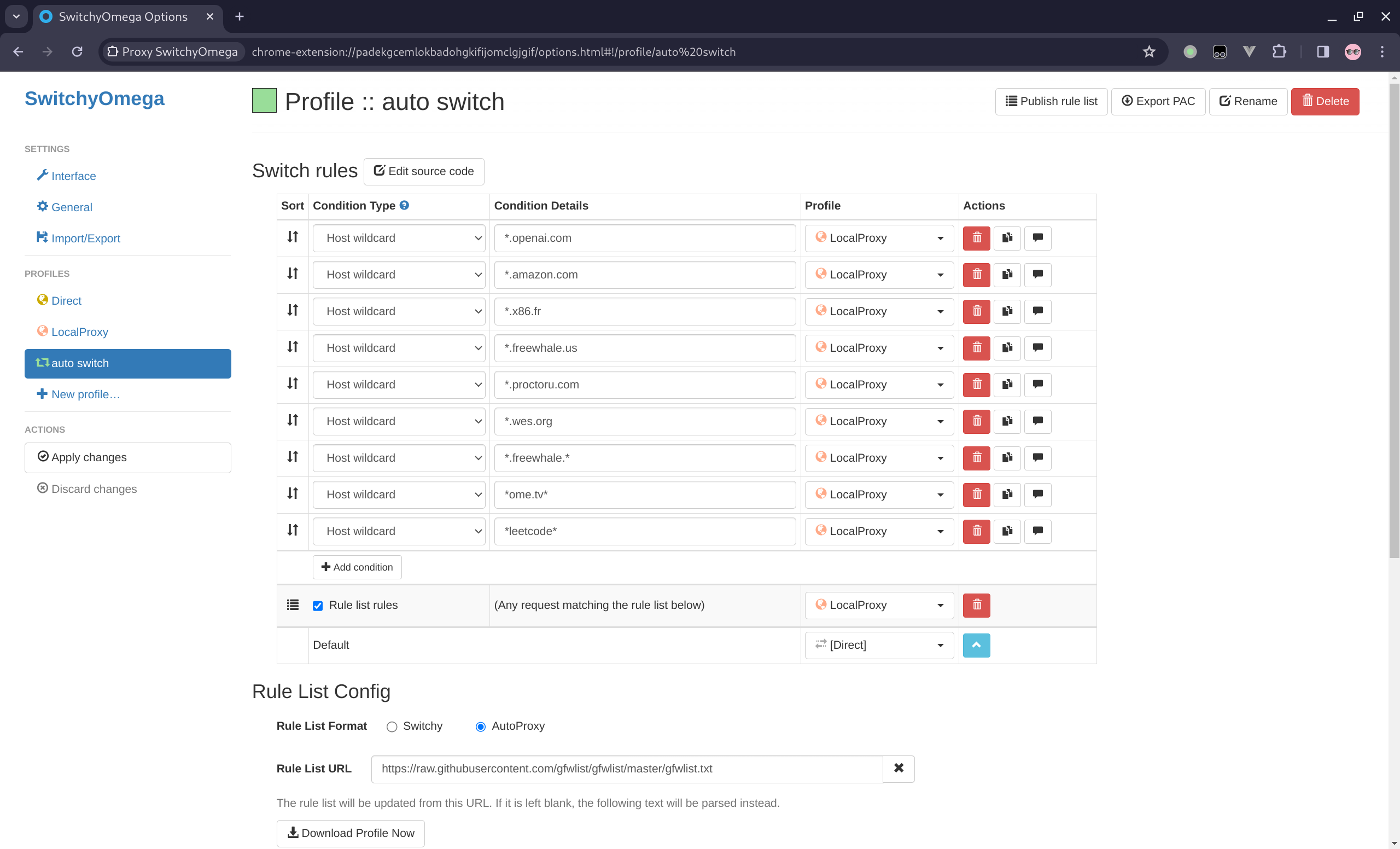 auto switch config